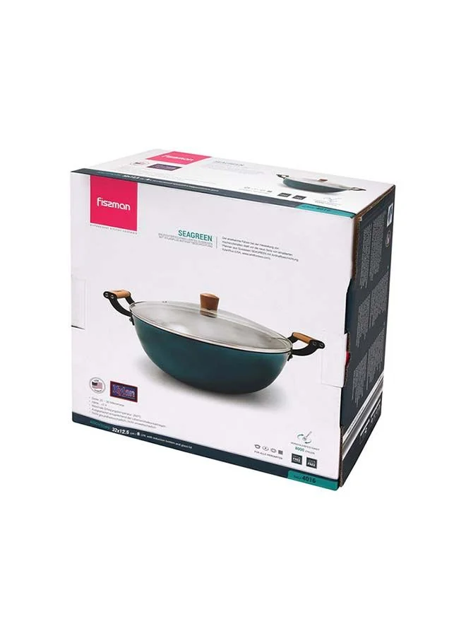 Fissman  Seagreen Series Enamelled Lightweight Non-stick Coating Stockpot With Glass And Induction Bottom 8ltr  | Best Price UAE