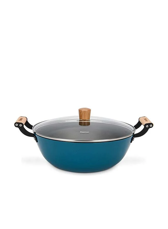 Fissman  Seagreen Series Enamelled Lightweight Non-stick Coating Stockpot With Glass And Induction Bottom 8ltr  | Best Price UAE