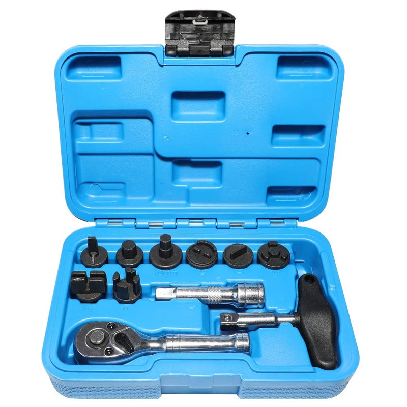 DPTOOL 11Piece Oil Drain Plug Removal Kit Compatible with GM VW Ford Mercedes Audi BMW Chrysler Lincoln Volvo Mazda with Ratchet Wrench Replace 090999 DPR350