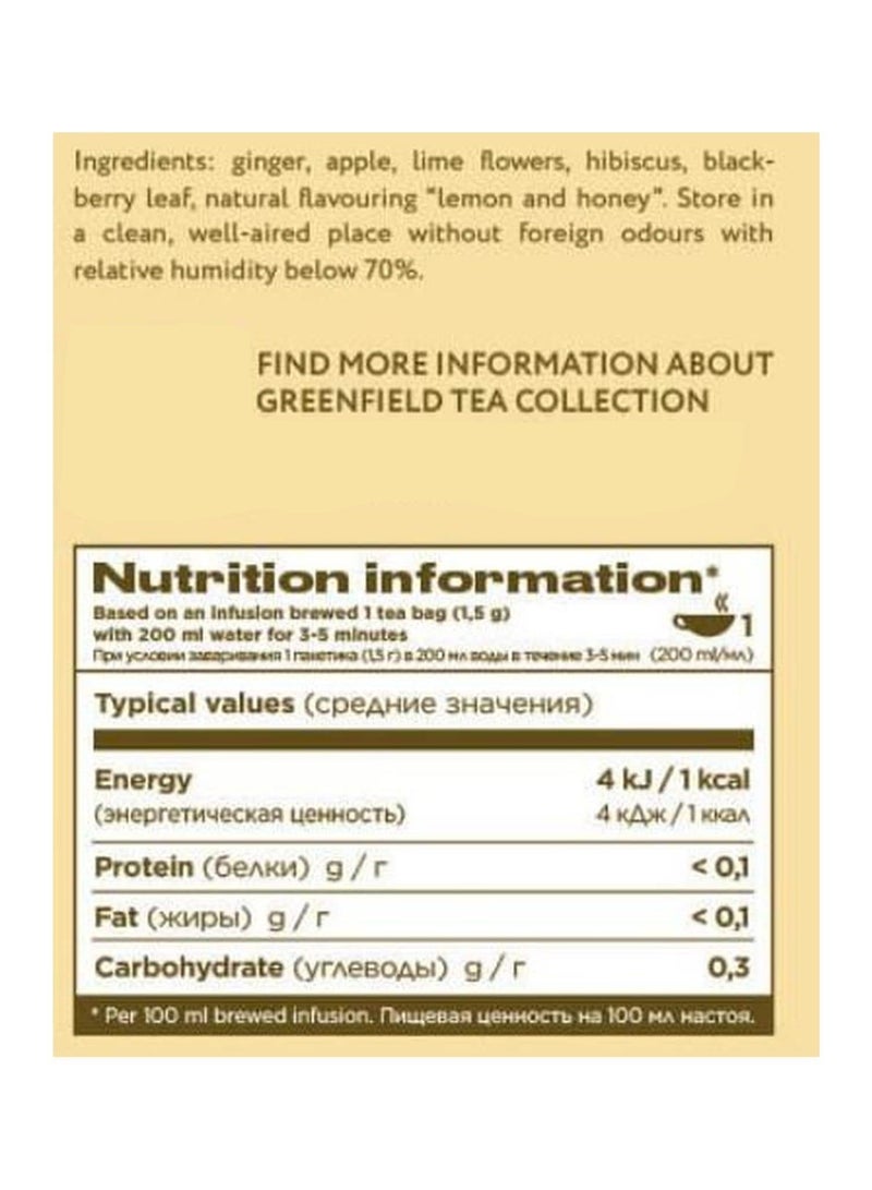 Greenfield Lemon Ginger Herbal Infusion Tea 20 Tea Bags 30 Gm  - Image 3