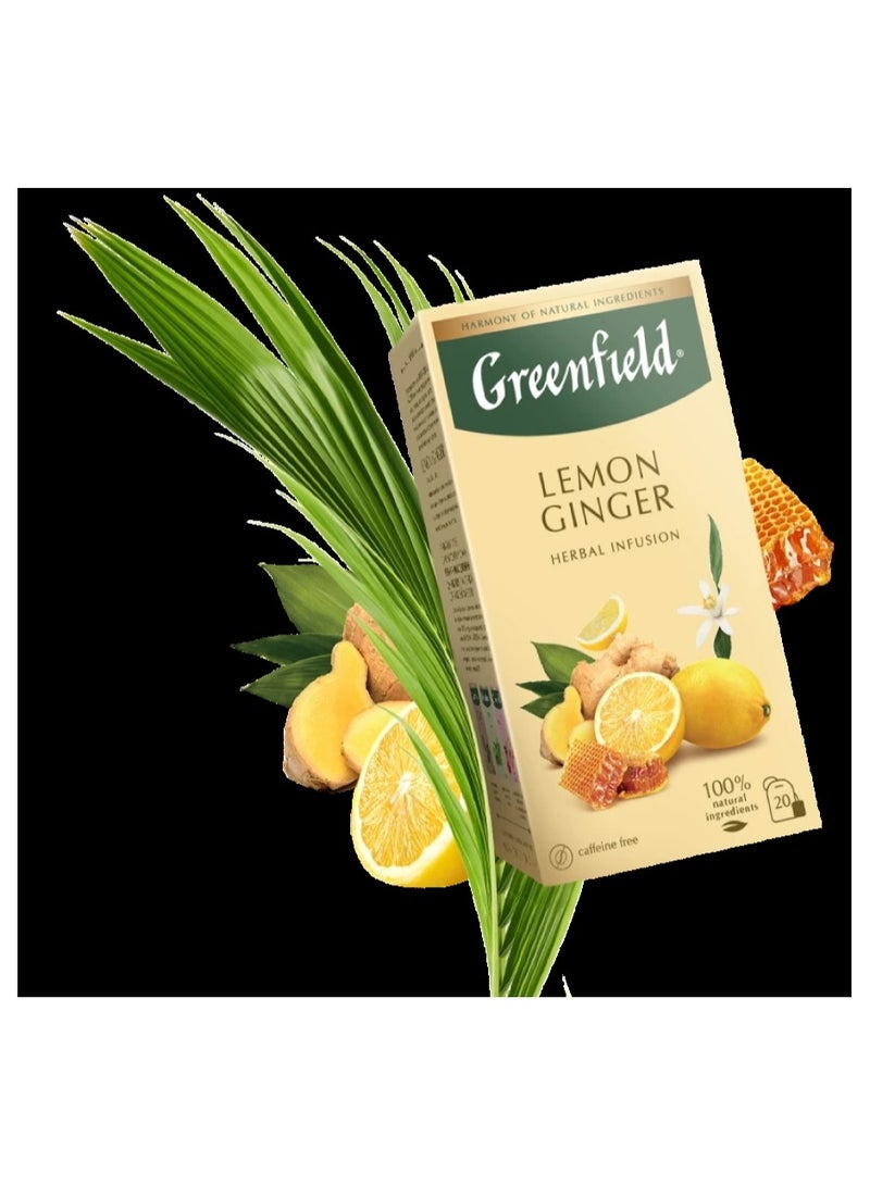 Greenfield Lemon Ginger Herbal Infusion Tea 20 Tea Bags 30 Gm  - Image 2