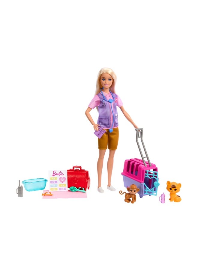 Barbie - Barbie Animal Rescue & Recovery Playset with Blonde Doll, 2 Animal Figures & Accessories - Image 1