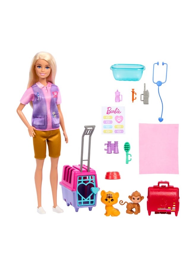 Barbie - Barbie Animal Rescue & Recovery Playset with Blonde Doll, 2 Animal Figures & Accessories - Image 1