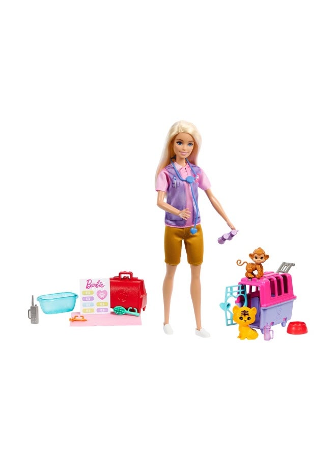 Barbie - Barbie Animal Rescue & Recovery Playset with Blonde Doll, 2 Animal Figures & Accessories - Image 1