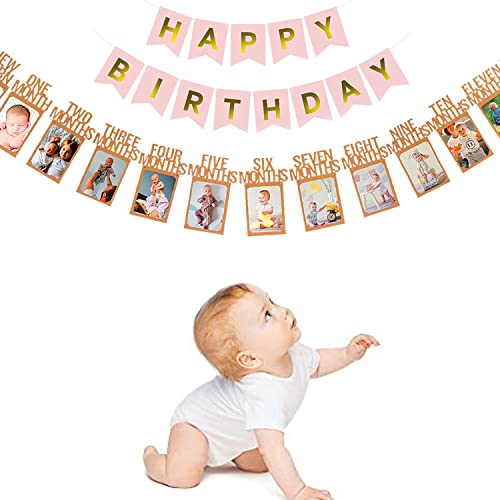 AMFIN® Banner Birthday Decoration/Photo Banner 12 months/New Born Banner/Month Birthday Decoration / 12 Months Photo Banner for Birthday/Memories Banner - Image 4