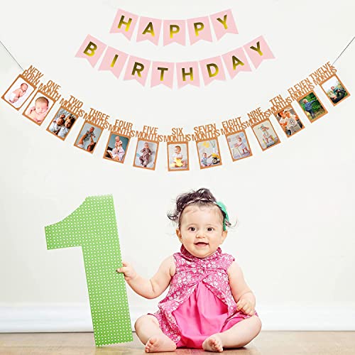 AMFIN® Banner Birthday Decoration/Photo Banner 12 months/New Born Banner/Month Birthday Decoration / 12 Months Photo Banner for Birthday/Memories Banner - Image 5