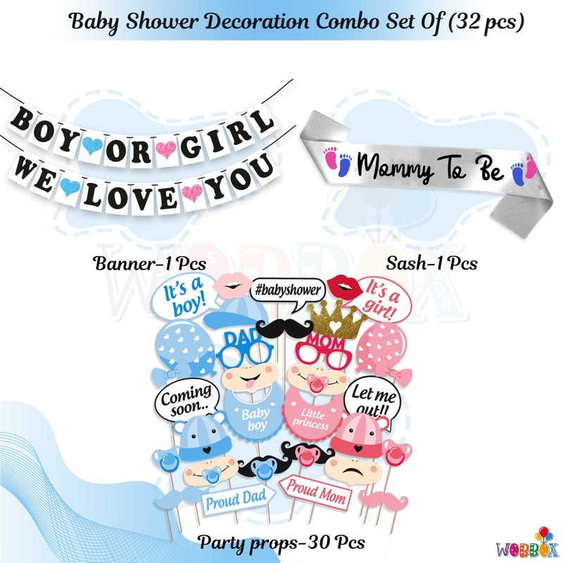 Wobbox Baby Shower Decoration Items| Baby Shower Ceremony Photo Booth Props for Photoshoot, Baby Shower Banner& Mom to Be Sash, Godh Bharai Ceremony Decoration Kit-(FP4701) - Image 2