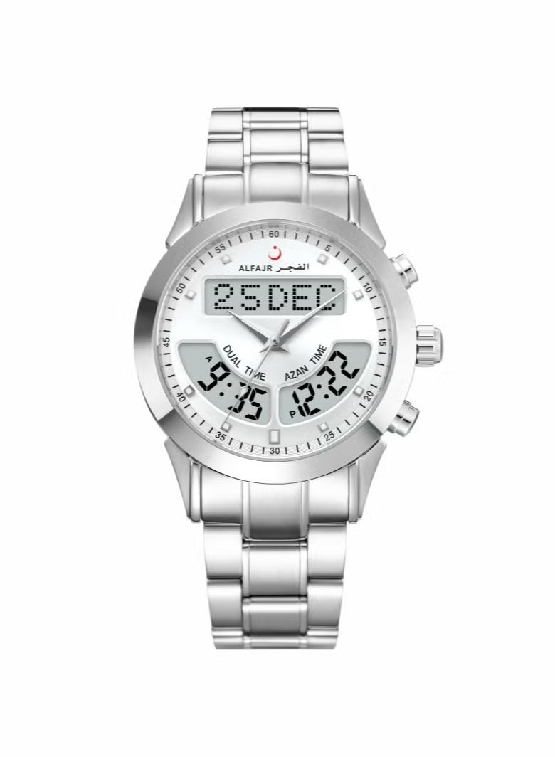 الفجر ساعة رجالية تناظرية + رقمية مستديرة من الفولاذ المقاوم للصدأ WA-10 - Image 1