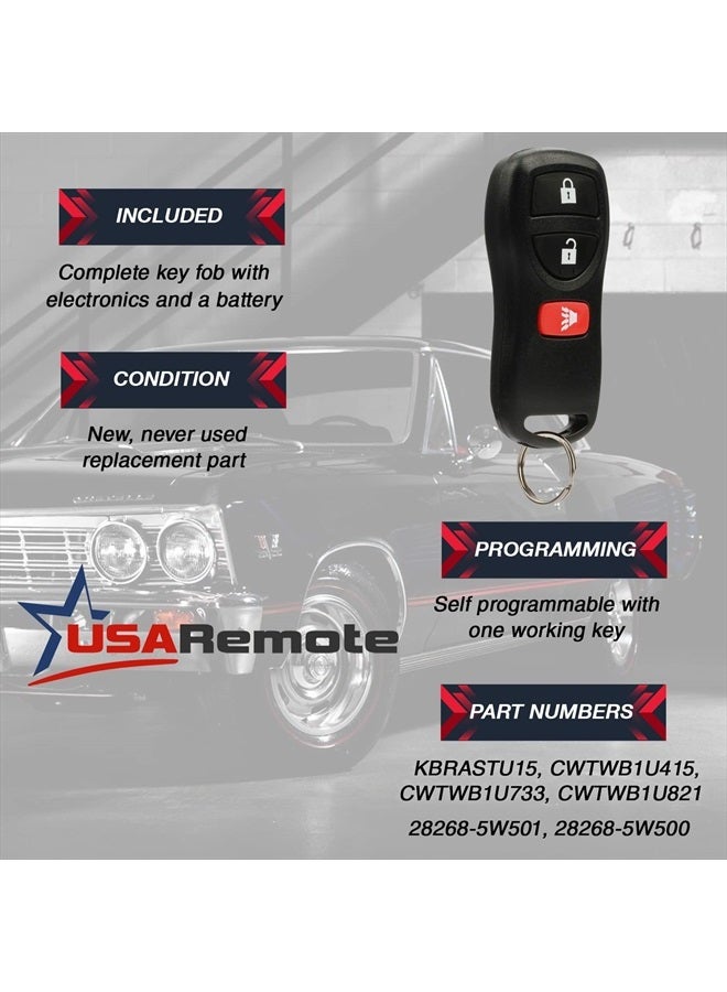 USARemote Key Fob Keyless Entry Remote fits Nissan Frontier Armada Murano Pathfinder Quest Sentra Titan Versa Xterra / Infiniti QX4 FX35 FX45 (KBRASTU15) - Image 3