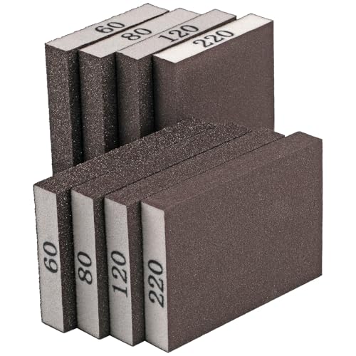 MOWPOG 8 Pack Sanding Sponge, Sanding Blocks 60/80/120/220 Grit Assortment, Sand Paper for Wood Furniture, Sander Pads, Washable and Reusable Sandpaper for Drywall Metal Glasses Repair - Image 1