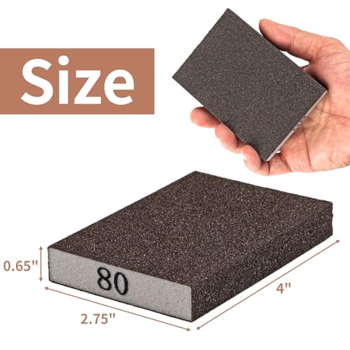 MOWPOG 8 Pack Sanding Sponge, Sanding Blocks 60/80/120/220 Grit Assortment, Sand Paper for Wood Furniture, Sander Pads, Washable and Reusable Sandpaper for Drywall Metal Glasses Repair - Image 2