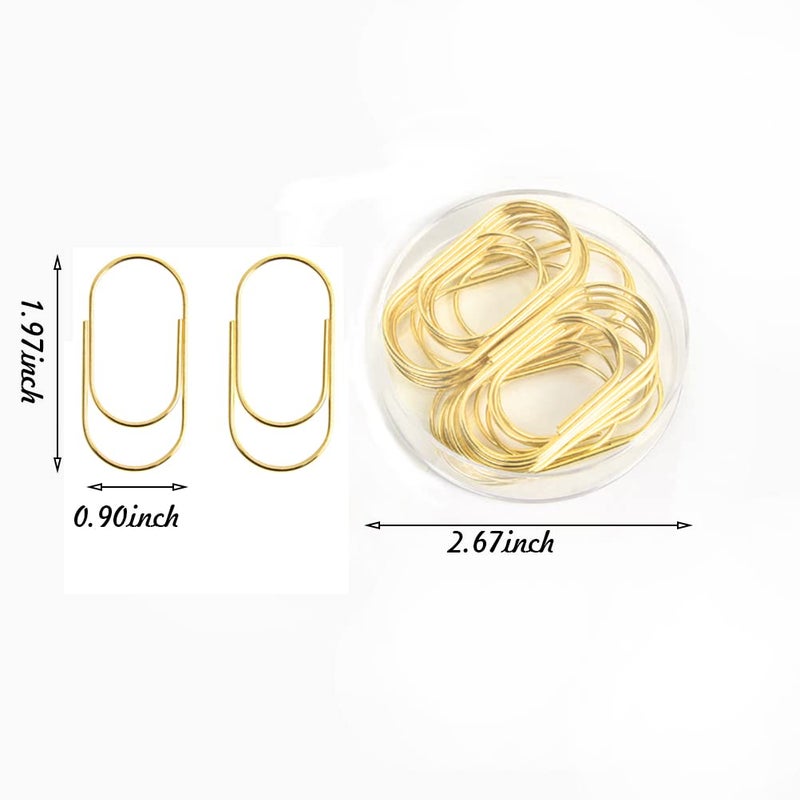 Supfoxer Gold Jumbo Big Paper Clips, 20pcs Oversized Gold Paperclips 50mm/2 inch Non Skid Smooth Finish Steel Wire Office Supply Accessories - Image 5