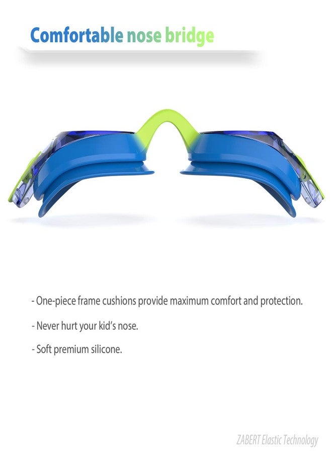 ZABERT K20 Swimming Goggles for Kids Toddler Youth Girls Boys Junior Jr Childrens Child Little Age 3 4 5 6 7 8 9 10 Years Anti Fog Blue Yellow Green Pink Clear, 3 Pack - Image 3