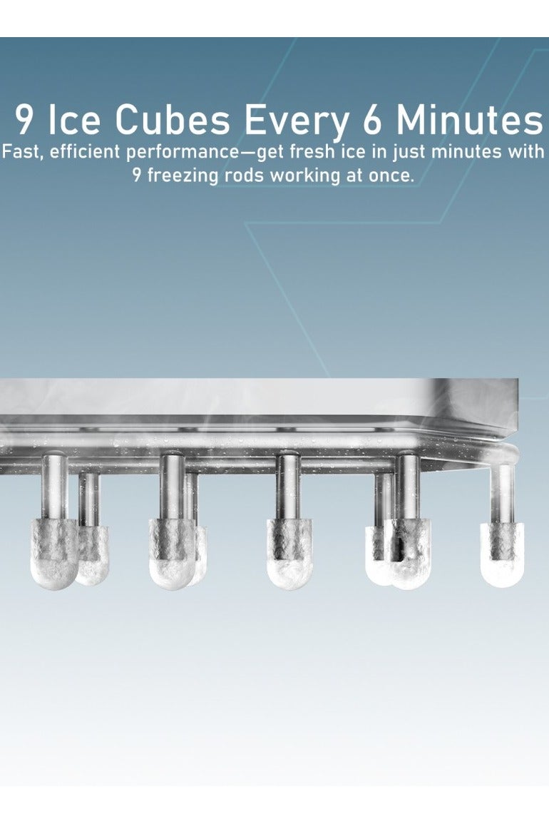 Moxedo آلة صنع الثلج الأوتوماتيكية الكهربائية موكسييدو، محمولة ذاتية التنظيف مع ملعقة يدوية وسلة، 9 مكعبات ثلج في 6 دقائق، 12 كجم/24 ساعة، بحجمين من الثلج، مثالية للمنزل، المطبخ، المكتب، الحفلات، البار - Image 4