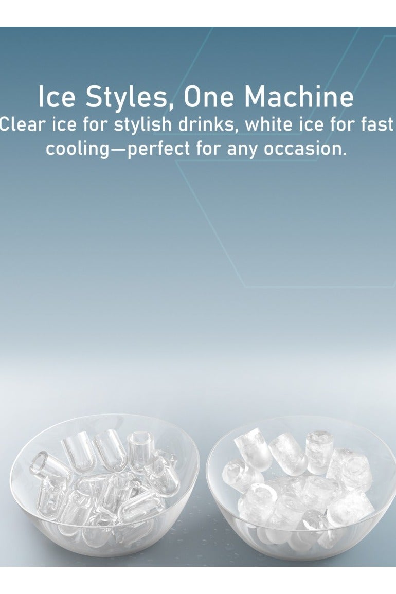 Moxedo آلة صنع الثلج الأوتوماتيكية الكهربائية موكسييدو، محمولة ذاتية التنظيف مع ملعقة يدوية وسلة، 9 مكعبات ثلج في 6 دقائق، 12 كجم/24 ساعة، بحجمين من الثلج، مثالية للمنزل، المطبخ، المكتب، الحفلات، البار - Image 5