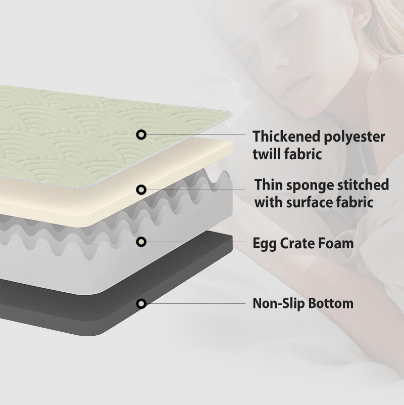 Zelladorra Japanese Floor Mattress, Quilted Futon Mattress with Anti-Slip Bottom, Foldable Floor Bed with Storage Bag and Straps, (Green, Twin) - Image 5