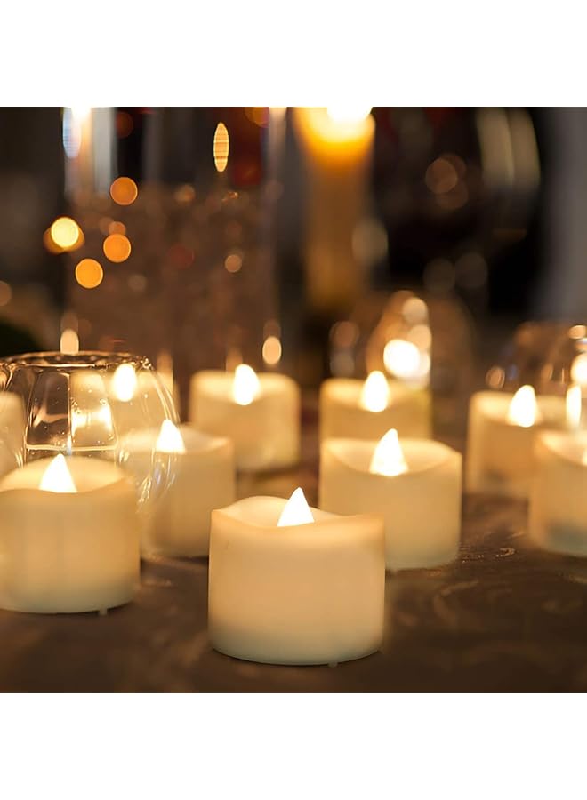 The Bros Brand Pack of 12, Tea Lights Long-Lasting Battery Operated LED Flameless Tea Light Candles, White Base, Ideal for Party and Festival Decor - Image 1