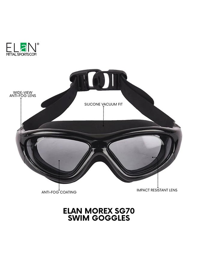 ELAN Morex Super Premium Professional Swim Goggles - Big Lens Wide-View Design - Stealth Black Anti-Fog & UV Protection - Ultra-Soft Leak-Proof Silicone - High-Performance Goggles for Men & Women - Image 3