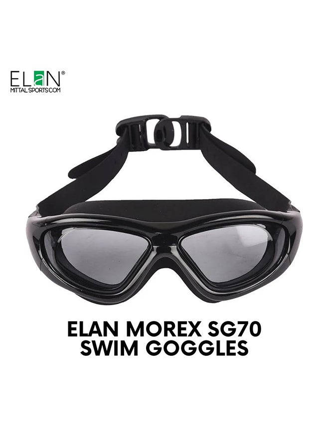 ELAN Morex Super Premium Professional Swim Goggles - Big Lens Wide-View Design - Stealth Black Anti-Fog & UV Protection - Ultra-Soft Leak-Proof Silicone - High-Performance Goggles for Men & Women - Image 1