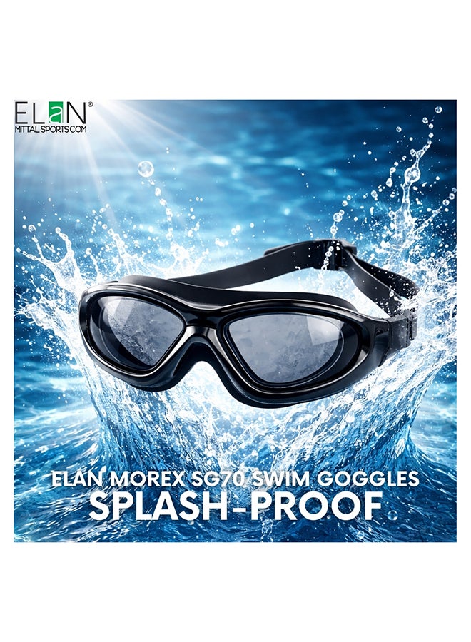 ELAN Morex Super Premium Professional Swim Goggles - Big Lens Wide-View Design - Stealth Black Anti-Fog & UV Protection - Ultra-Soft Leak-Proof Silicone - High-Performance Goggles for Men & Women - Image 2