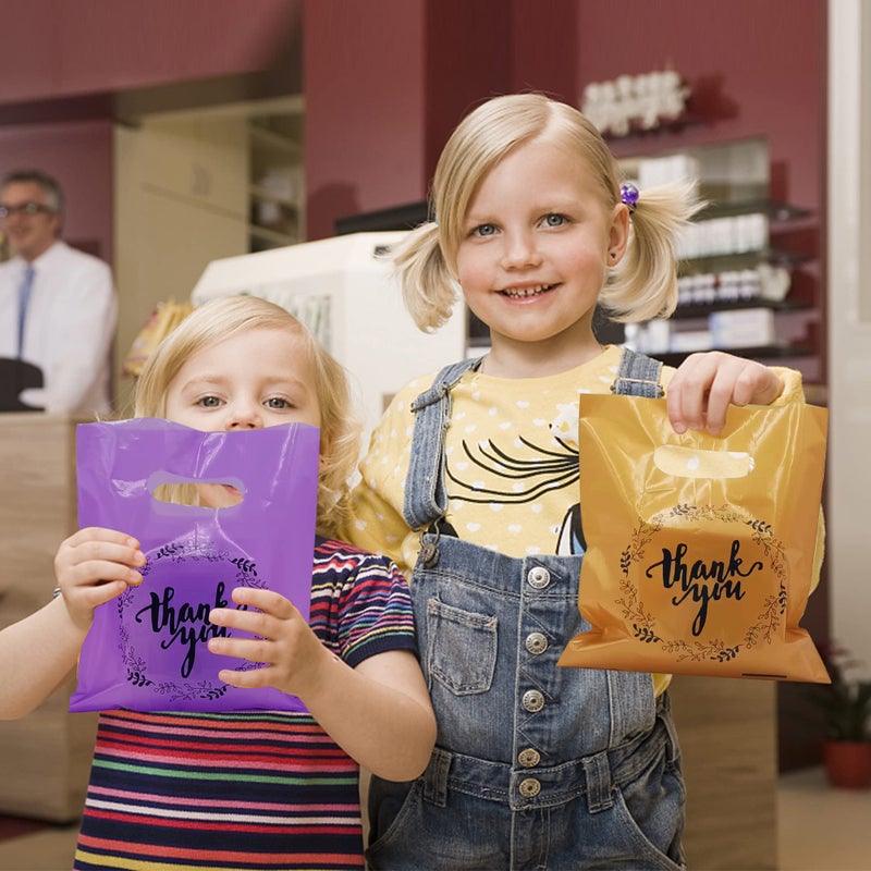 TOSPARTY 100 PCS 10 Colors Plastic Handle Bag Gift Bags Party Favor Candy Cookie Bag for Birthday Party Baby Shower Wedding Gift Shop Retail Bags (7.87" x 6.3") - Image 4