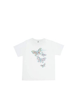 Delsol Color Change Women's T-Shirt Silver Butterfly Crew White