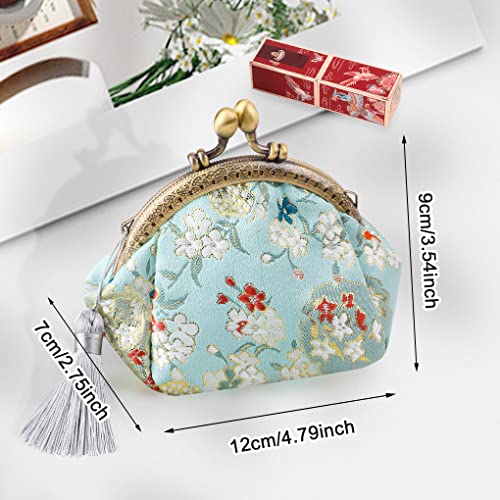 Oyachic Embroider Coin Purse Vintage Wallets Canvas Change Pouch Floral Trinkets Small Kiss Lock Clasp Handbag Jewelry Bag Tassels Women - Image 4