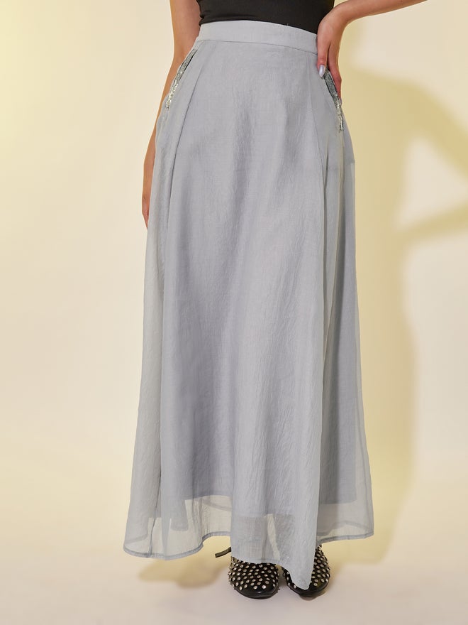 Take Two Take Two Embellished Detail A-Line Maxi Skirt with Pockets  - Image 2
