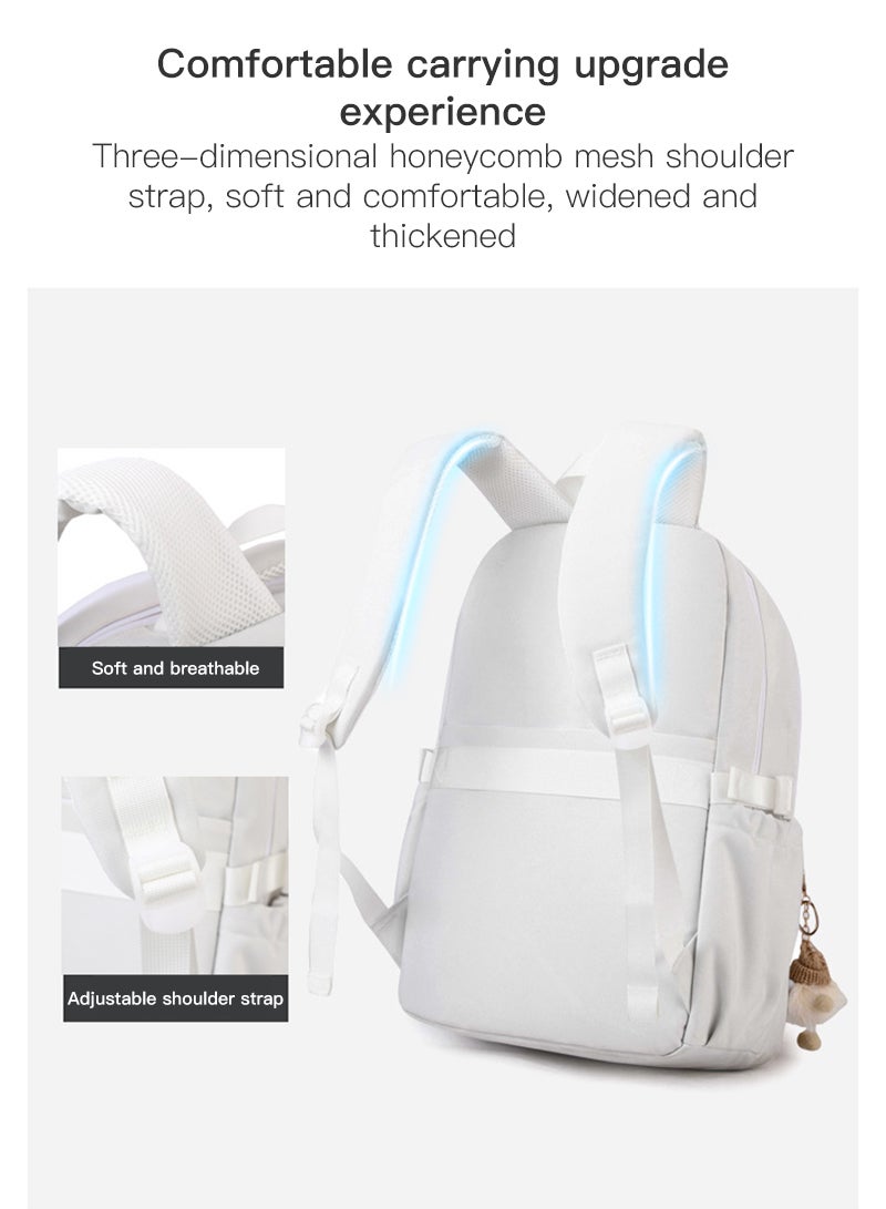 زيرانا حقيبة سفر ، حقيبة كمبيوتر محمول كبير 50L للرجال والنساء ، للماء حقيبة الجامعة ، تناسب 15.6 بوصة كمبيوتر محمول ، أبيض - Image 5