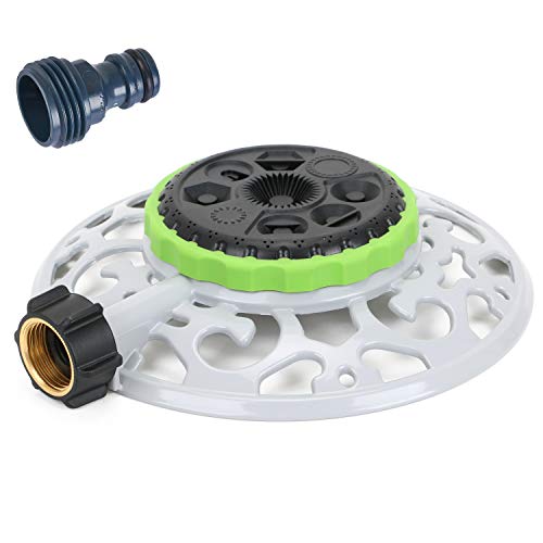 STYDDI Turret Pattern Sprinkler, 8-Pattern Stationary Water Sprinkler on Metal Decorative Base for Watering Small and Large Yards, Lawns, Garden or Odd Shaped Areas, Covers up to 1,225 sq. ft. - Image 1