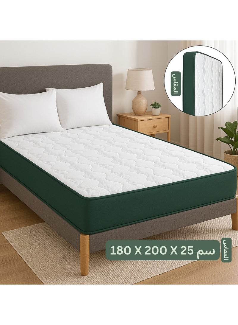 ١/٣ حياة مرتبة فوم عالي الكثافة – بسماكة 25 سم، طبقات فوم فاخرة مع قماش قطني تركي قابل للتنفس – دعم طبي للعمود الفقري، طرد للرطوبة، تصميم بدون قلب – المقاس: 180 × 200 × 25 سم - Image 1