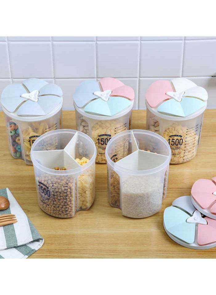 Alissa 3-Grid Dry Food Storage Container (1500ml) – Moisture-Proof Dispenser for Cereal, Rice, Flour, Sugar, Coffee, Snacks & More - Image 2