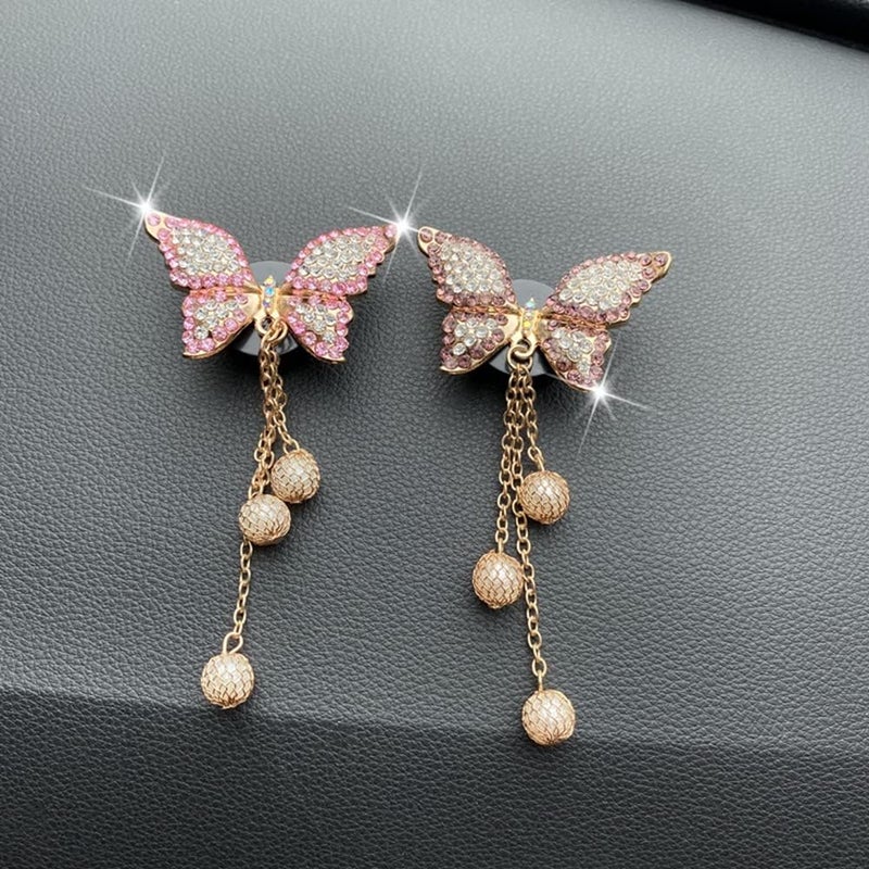 cheekyglo Bling Butterfly Car Clip,Cute Butterfly Car Aromatherapy Vent Clips Butterfly Pendant Vent Clips Crystal Bling Bling Car Perfume Diffuser Car Diffuser Auto Interior Decoration - Image 3