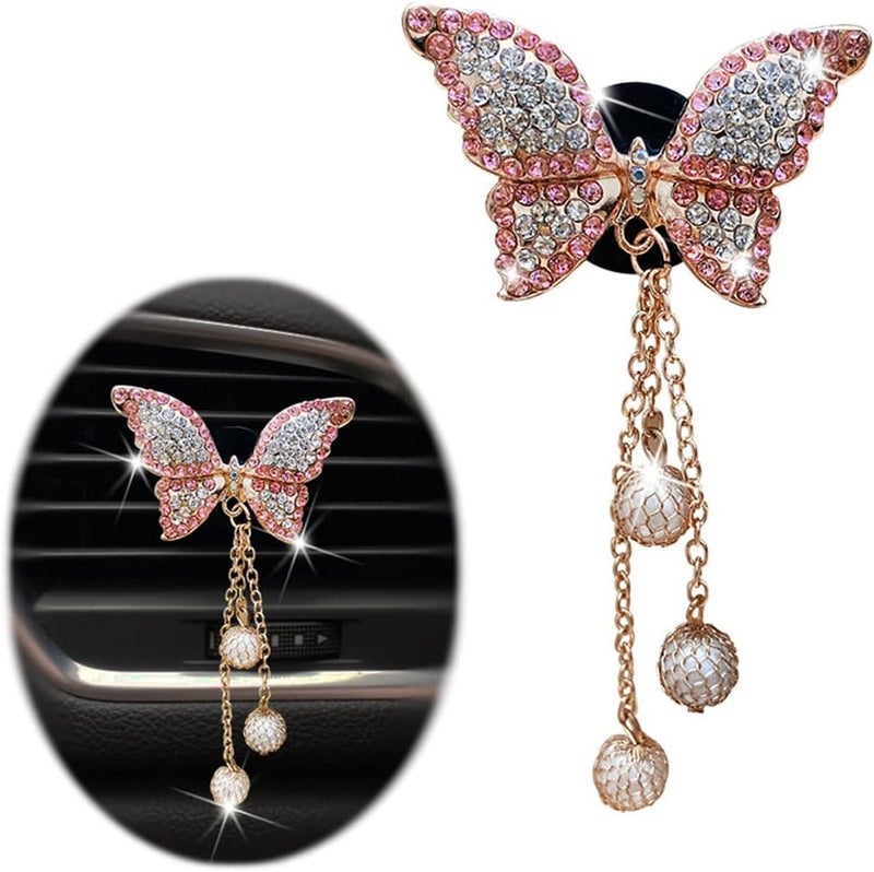 cheekyglo Bling Butterfly Car Clip,Cute Butterfly Car Aromatherapy Vent Clips Butterfly Pendant Vent Clips Crystal Bling Bling Car Perfume Diffuser Car Diffuser Auto Interior Decoration - Image 1