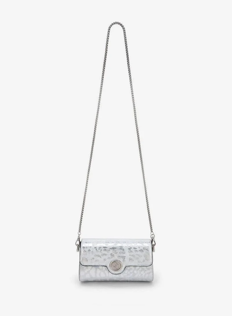 Celeste Metallic Print Crossbody Bag With Chain Strap Ramadan Collections