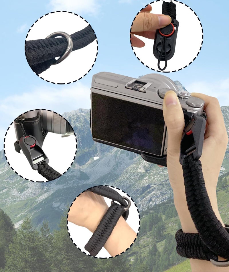 NUDFSY Wrist and Hand Strap Rope for Instant, SLR, and Small Mirrorless Cameras - Black - Image 3