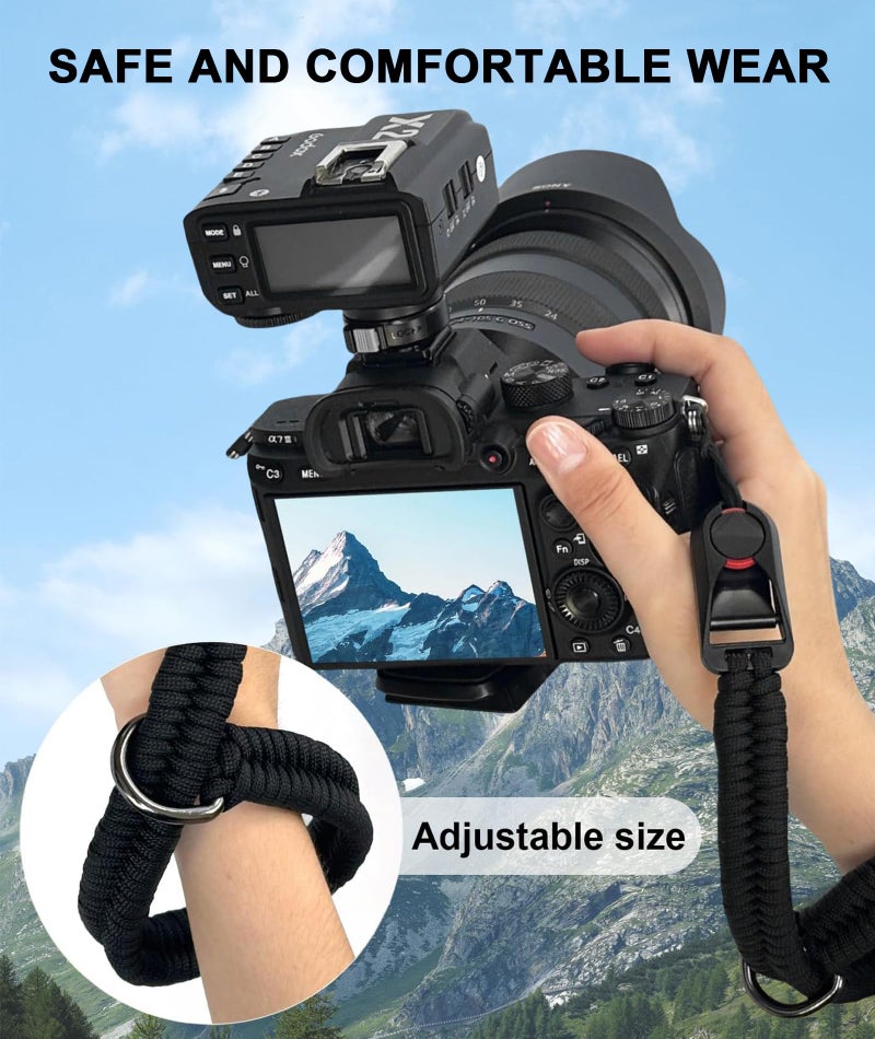 NUDFSY Wrist and Hand Strap Rope for Instant, SLR, and Small Mirrorless Cameras - Black - Image 5