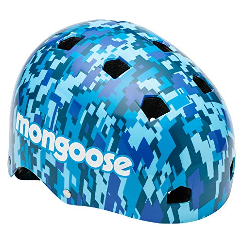 Mongoose BMX Bike Helmet, Multi Sport Kids Helmet, Camouflage/Blue - Image 1