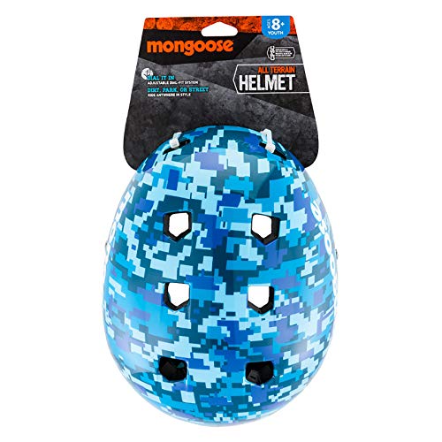 Mongoose BMX Bike Helmet, Multi Sport Kids Helmet, Camouflage/Blue - Image 3