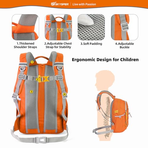 SKYSPER Kids Backpack 12L Children School Bag Child Boy Girl Pack Ages 4-8 for Traveling Day Trips Classes Camping(Orange) - Image 3