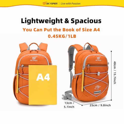 SKYSPER Kids Backpack 12L Children School Bag Child Boy Girl Pack Ages 4-8 for Traveling Day Trips Classes Camping(Orange) - Image 5