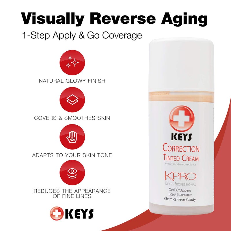 Keys Care KPRO Hydrating Tinted Correction Cream with OptiFX Adaptive Color Technology | Moisturize, Smooth, and Fill Fine Lines| 100% All-Natural & Hypoallergenic (3.4 oz) - Image 2