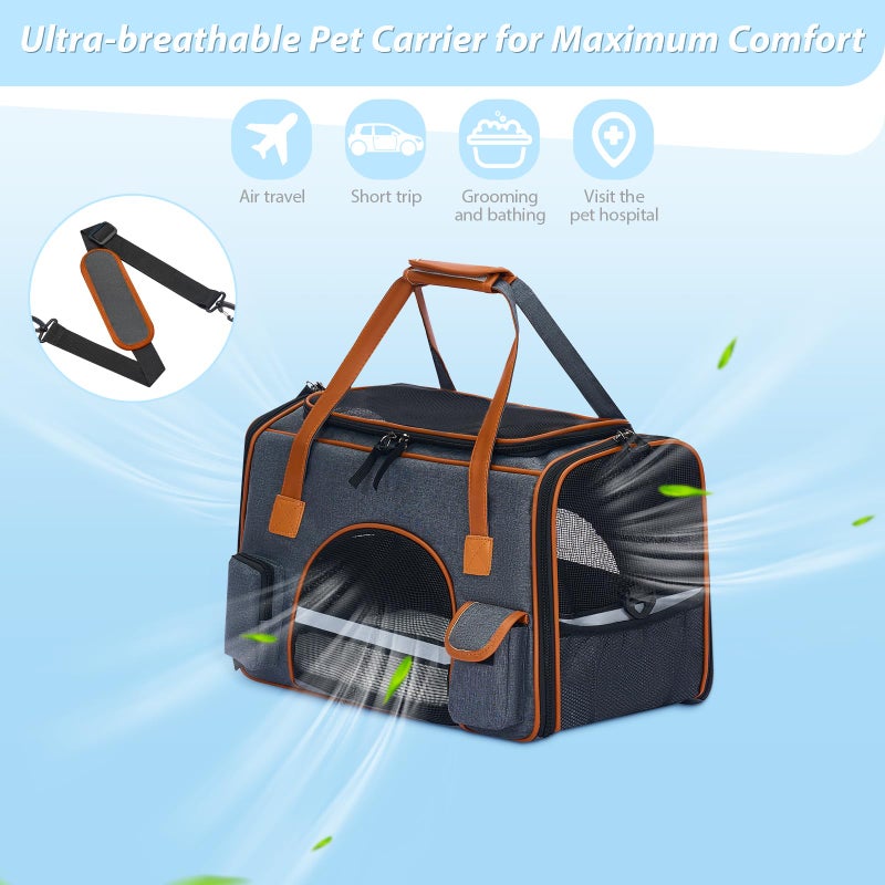 Pesen 18x11x11 Inches Cat Carrierâ€“ Fits Pets Up to 16 lbs, Anti-Collapse Design, Multiple Storage Pockets, Cat Carrier Soft Ideal for Medium Cats, Puppy, Rabbits and Other Small Animals - Image 2