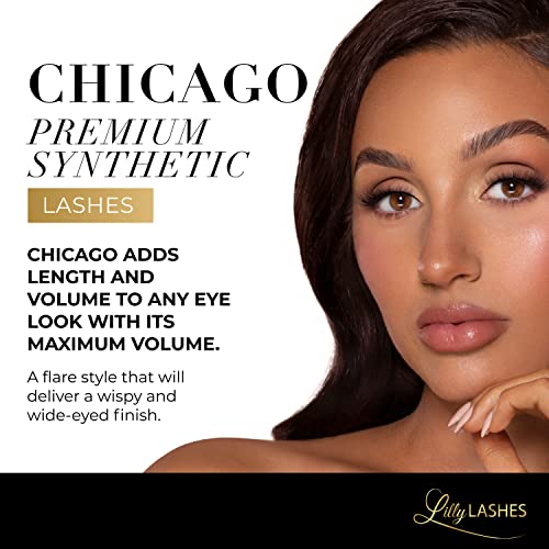 Lilly Lashes Premium Synthetic Lashes Chicago Fake Eyelashes Natural Look Flare Wispy Lash False Lashes Vegan Strip Lash Reusable Up to 10 Wears 15mm - Image 5