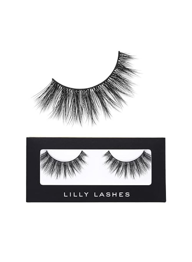 Lilly Lashes Premium Synthetic Lashes Chicago Fake Eyelashes Natural Look Flare Wispy Lash False Lashes Vegan Strip Lash Reusable Up to 10 Wears 15mm - Image 1
