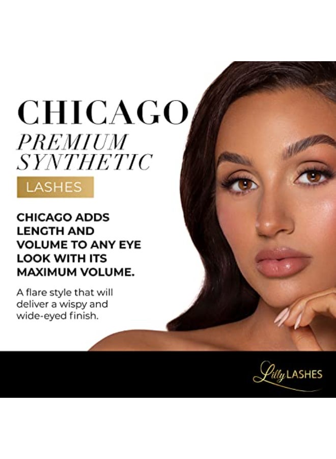 Lilly Lashes Premium Synthetic Lashes Chicago Fake Eyelashes Natural Look Flare Wispy Lash False Lashes Vegan Strip Lash Reusable Up to 10 Wears 15mm - Image 4