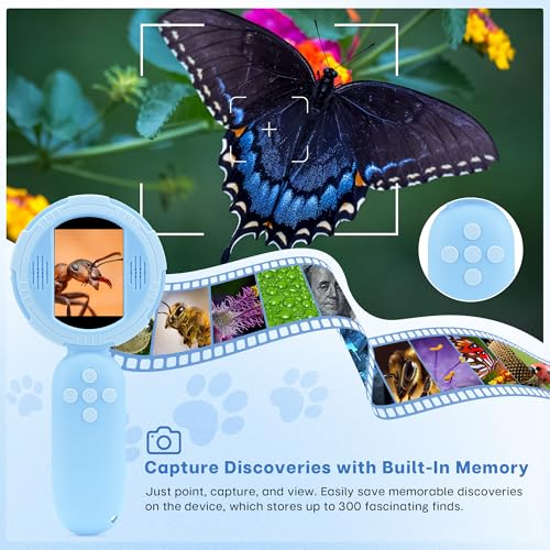 TINYLENS Mia Kids Microscope, Mini Digital Microscope for Kids with 2'' IPS Screen, Handheld Mini Scope Educational Science Toy Kit, Christmas/Birthday Gifts for Kids Aged 3-6,7-12 (Blue) - Image 3
