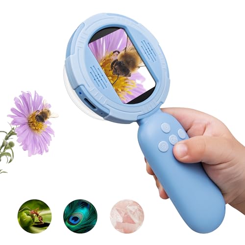 TINYLENS Mia Kids Microscope, Mini Digital Microscope for Kids with 2'' IPS Screen, Handheld Mini Scope Educational Science Toy Kit, Christmas/Birthday Gifts for Kids Aged 3-6,7-12 (Blue) - Image 1