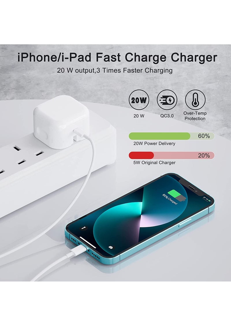 Generic - iPhone 20W USB C Fast Charger, iPhone Fast Charger Plug fast Charger Power and 1M iPhone USB C Charger Cable Compatible with i-Phone 13 12 11 Pro Max Mini X XR Xs/i-Pad, iPhone USB C Fast Charger - Image 1