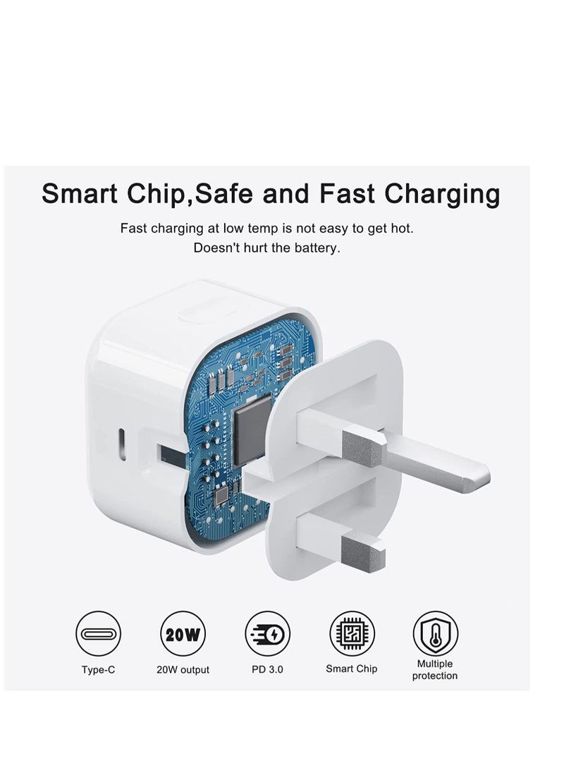 Generic - iPhone 20W USB C Fast Charger, iPhone Fast Charger Plug fast Charger Power and 1M iPhone USB C Charger Cable Compatible with i-Phone 13 12 11 Pro Max Mini X XR Xs/i-Pad, iPhone USB C Fast Charger - Image 1